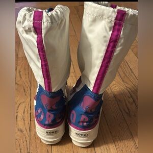 Youth/Small Adult Sorel Tall Winter Boot Size 4 White Purple Teal Waterproof